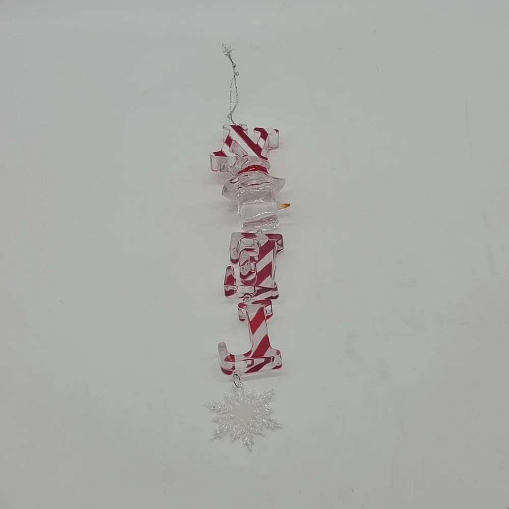 Lot Christmas Ornaments Noel Candycane Snowman Candy Angel Acrylic Red Gold